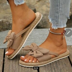 Women's Tan Bow Sandals